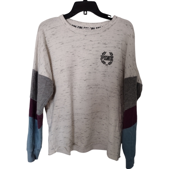 Pink Victoria's Secret Varsity Crew color block sweatshirt size Small - Picture 1 of 12